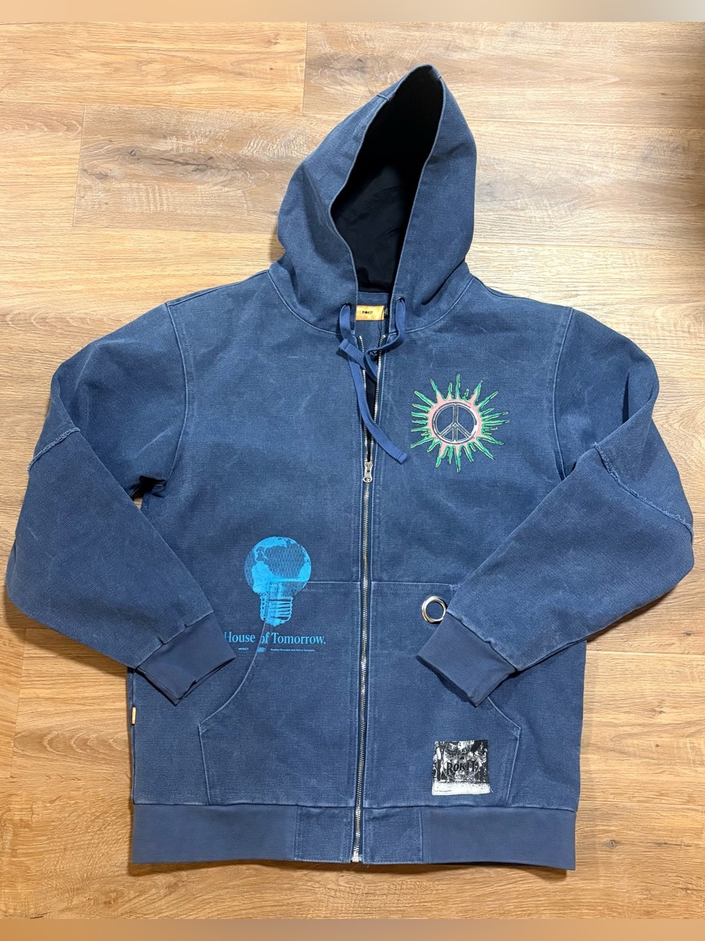 Rokit Navy Zip-Up Hoodie jacket sz Large